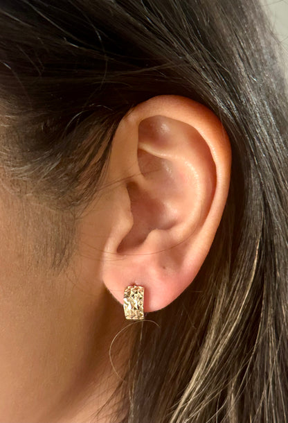 14k Gold Diamond Cut Thick Huggies