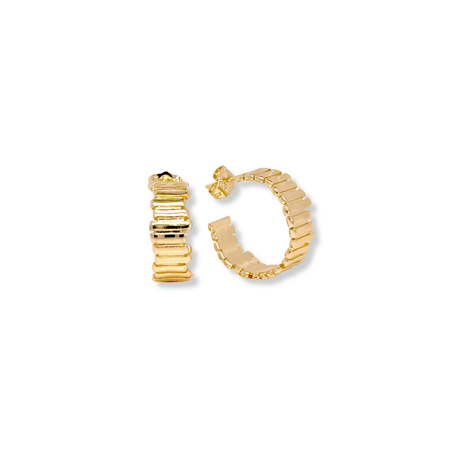 14k Gold Filled Ribbed Hoops