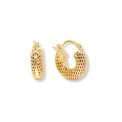 14k Gold Filled Small Chunky Mesh Hoops