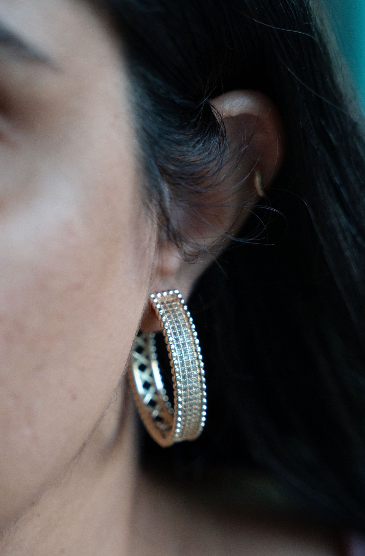 14k Gold Filled Beaded Stone Hoops