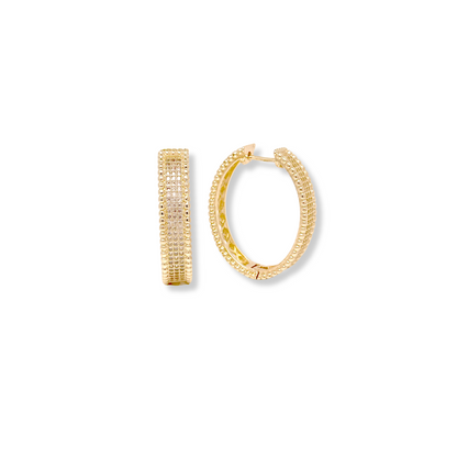 14k Gold Filled Beaded Stone Hoops