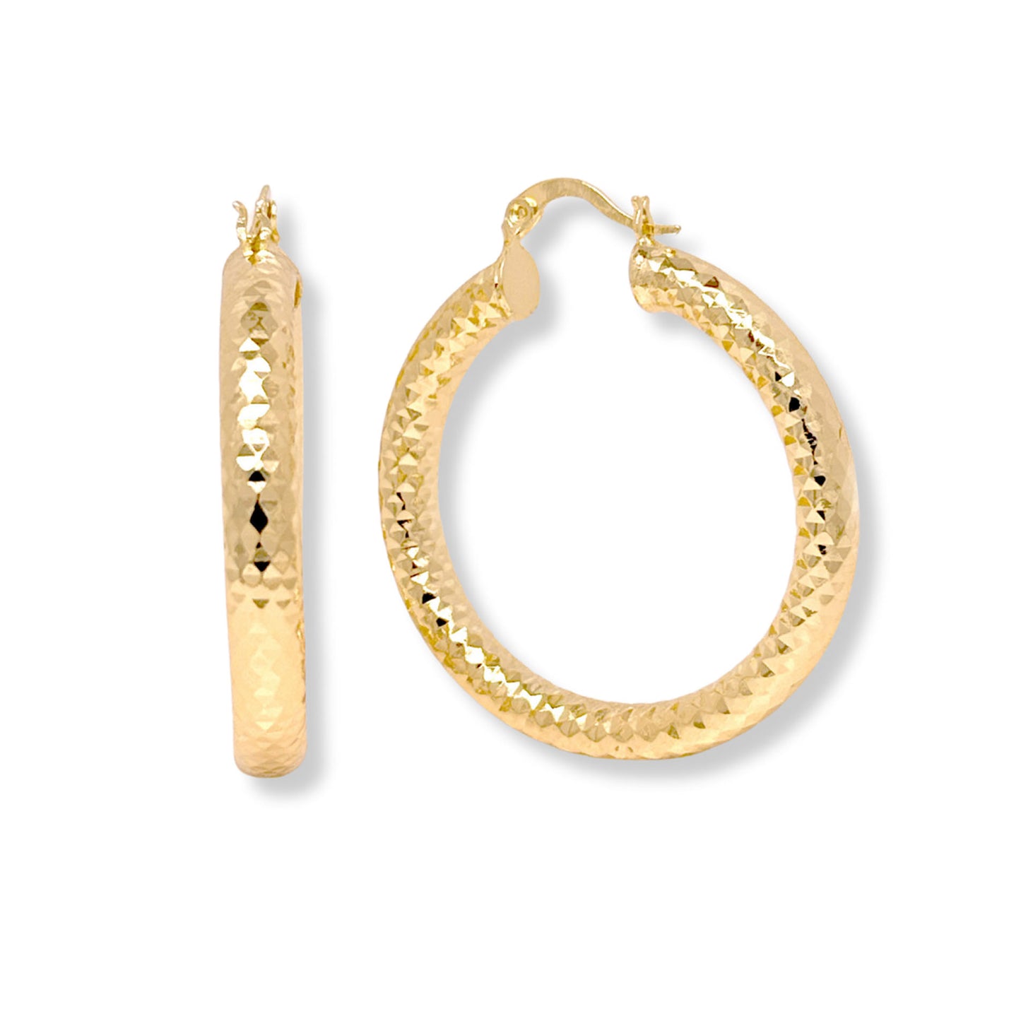 14k Gold Filled Diamond Cut Hoops