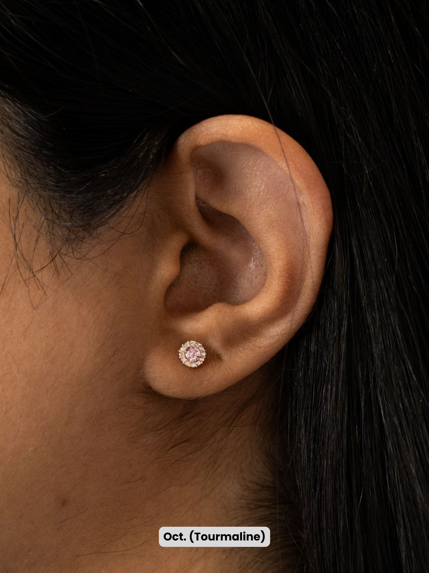14k Gold Round Birthstone Earrings