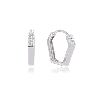 Sterling Silver Hexagon Huggies