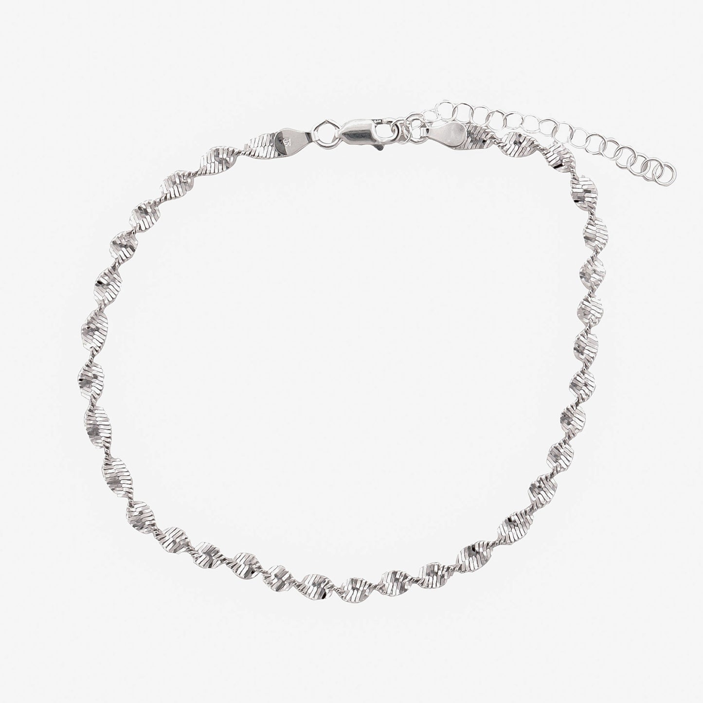 Sterling Silver Twisted Herringbone Anklet