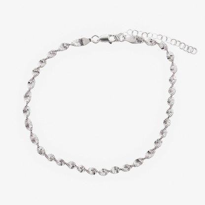 Sterling Silver Twisted Herringbone Anklet
