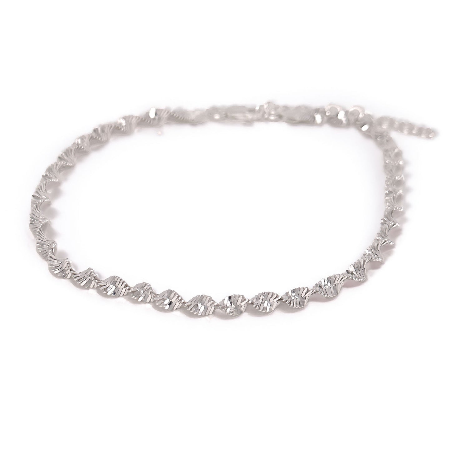 Sterling Silver Twisted Herringbone Anklet