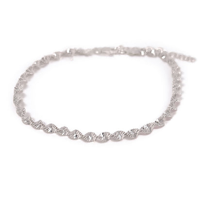 Sterling Silver Twisted Herringbone Anklet