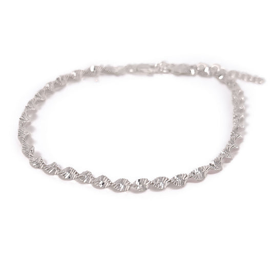 Sterling Silver Twisted Herringbone Anklet
