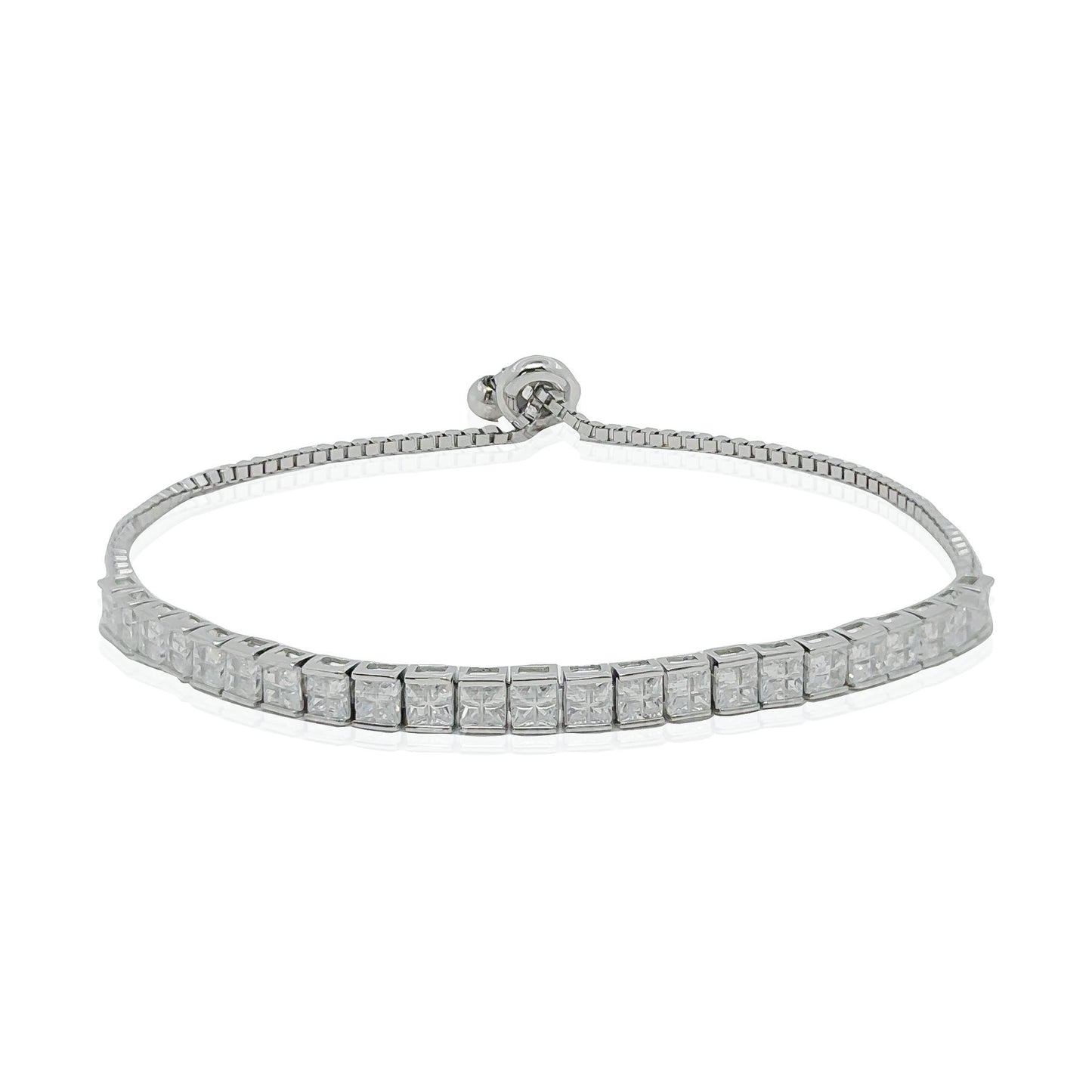 Sterling Silver Princess Cut Tennis Bracelet, Silver, Gold