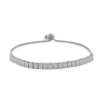 Sterling Silver Princess Cut Tennis Bracelet, Silver, Gold