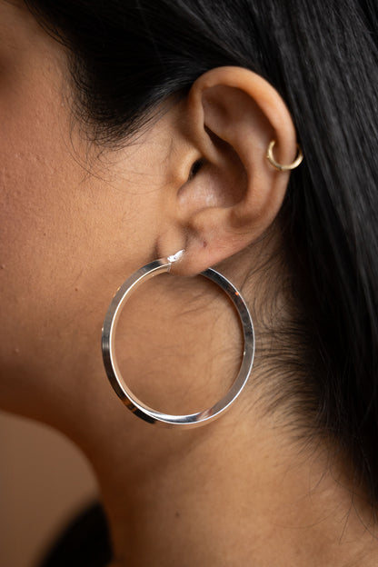 Sterling Silver Concave Hoops