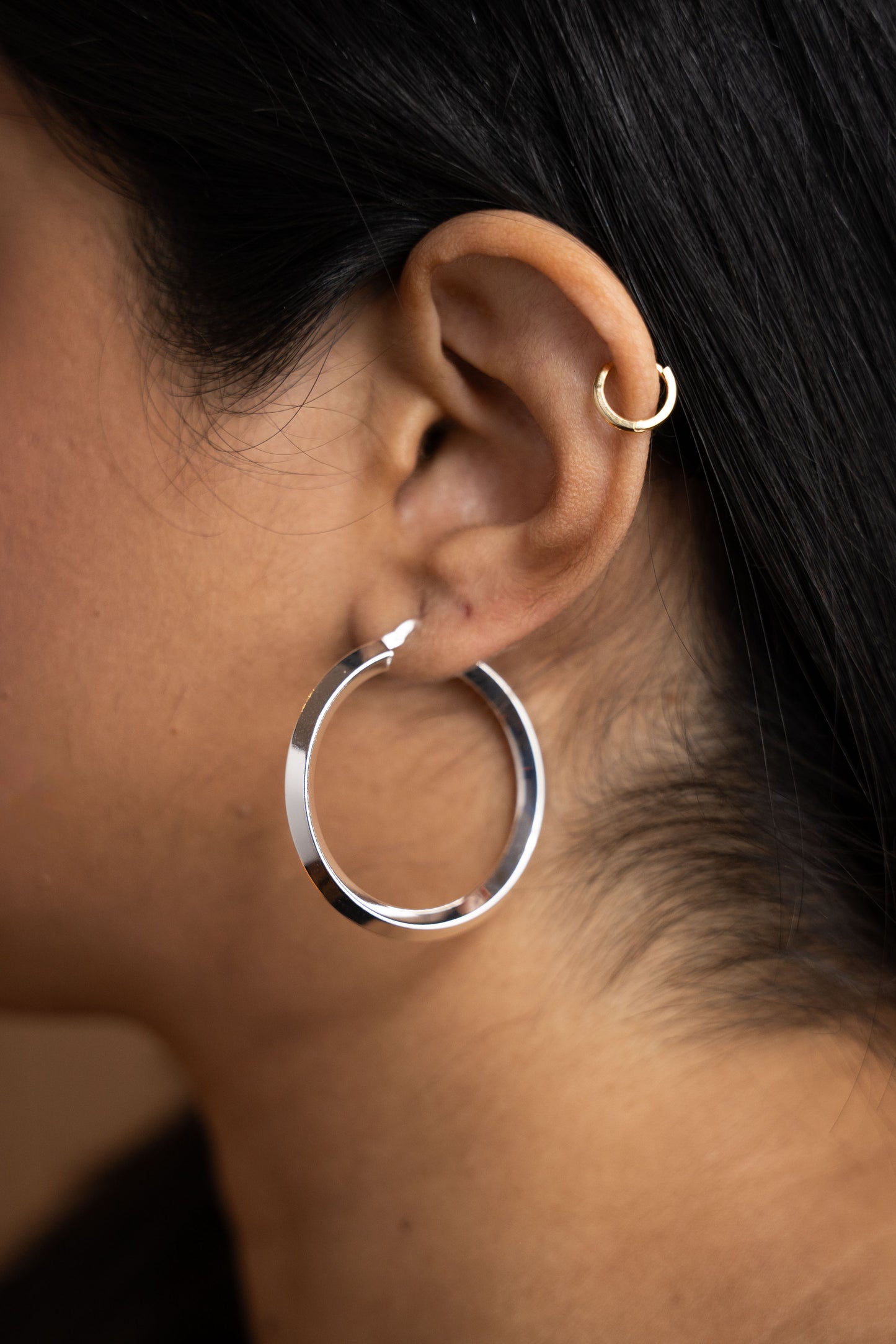 Sterling Silver Concave Hoops