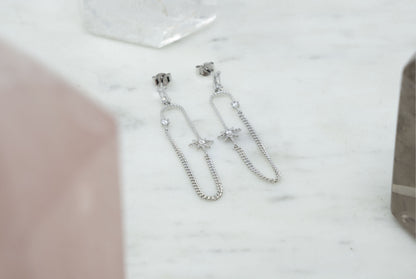 Sterling Silver Chain Starburst Earrings