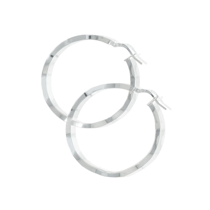 Sterling Silver Round Wavy Hoops