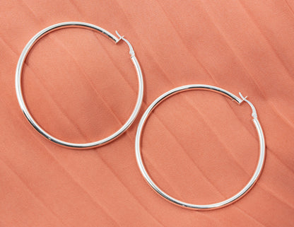 Sterling Silver Plain Thick Hoops