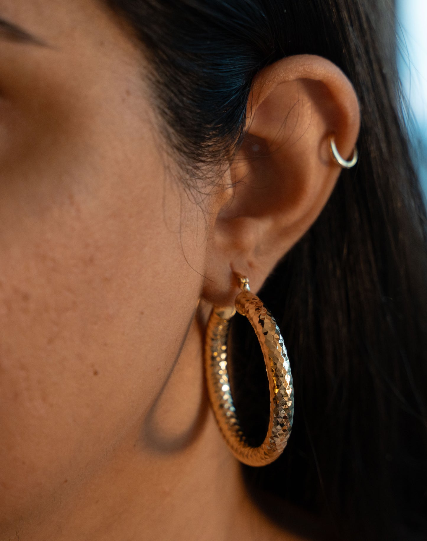 14k Gold Filled Diamond Cut Hoops