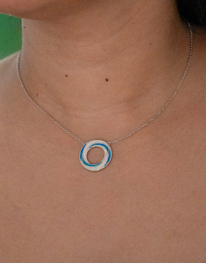 Sterling Silver Opal Circle Necklace