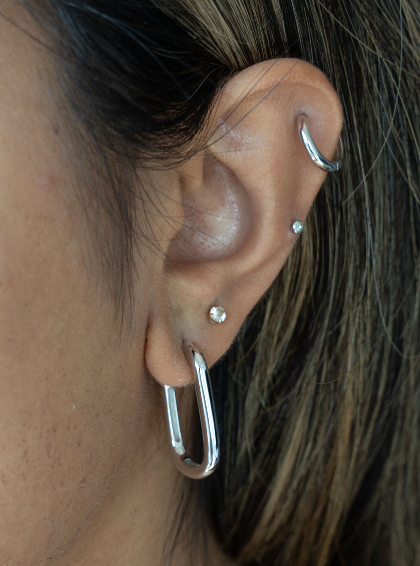 Sterling Silver Long Oval Hoops