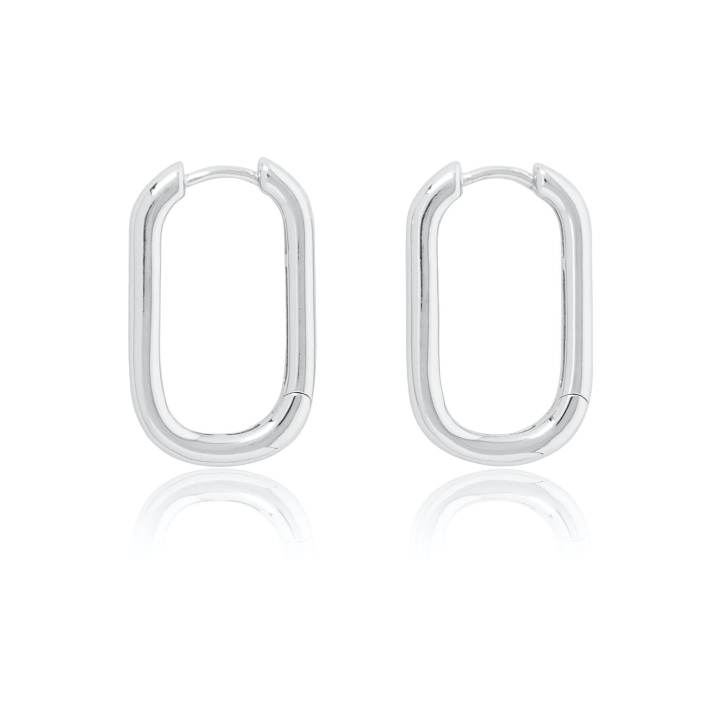 Sterling Silver Long Oval Hoops