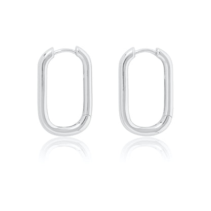 Sterling Silver Long Oval Hoops