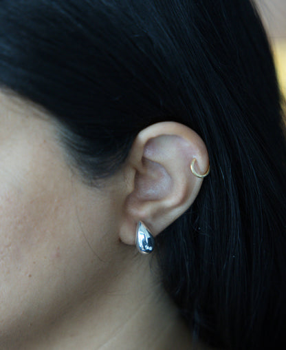 Sterling Silver Small Chunky Teardrop Earrings, Silver, Gold