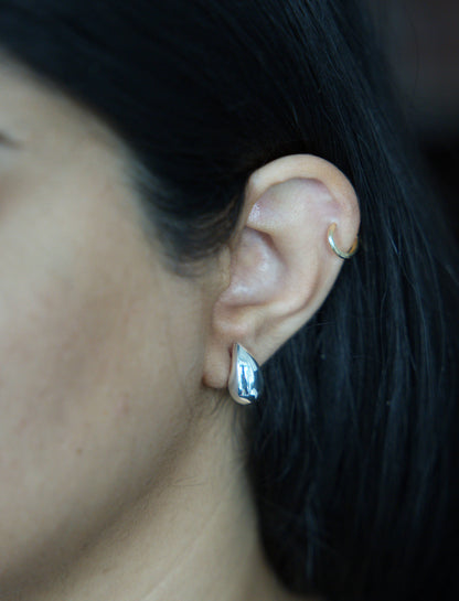 Sterling Silver Small Chunky Teardrop Earrings, Silver, Gold