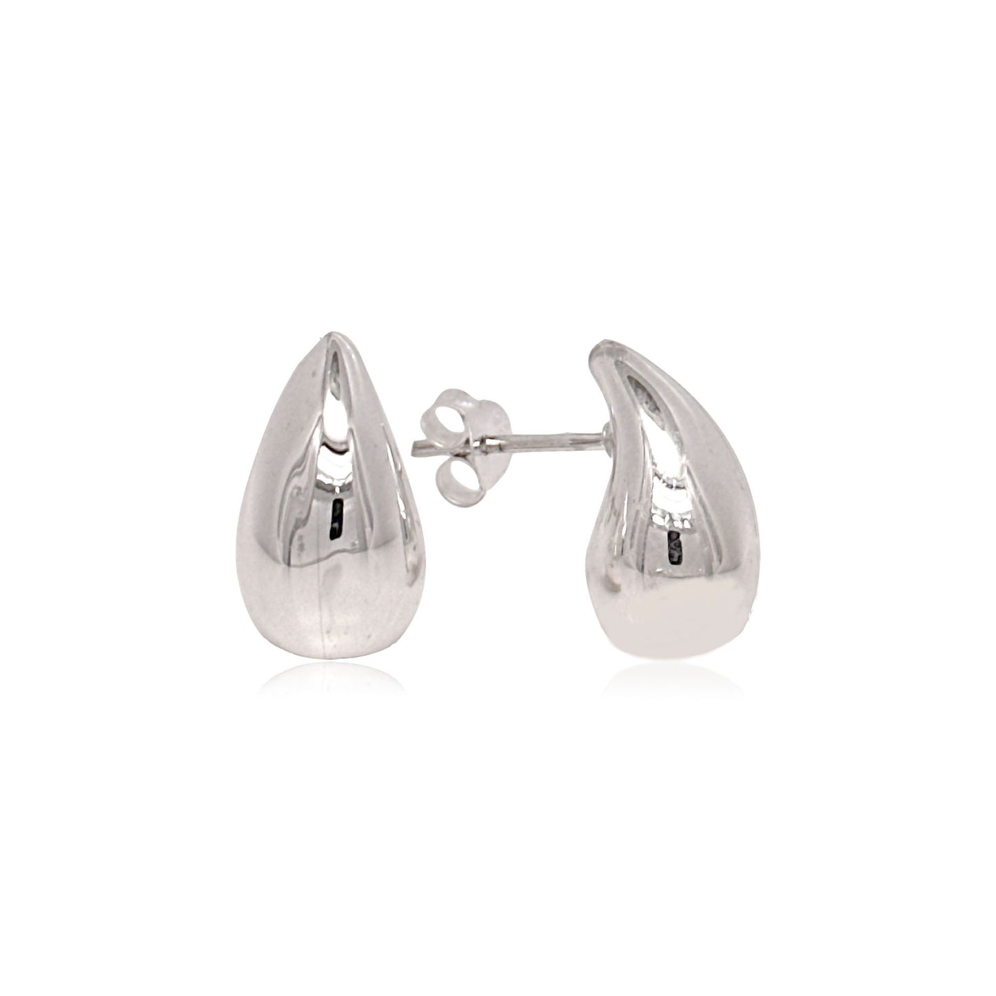 Sterling Silver Small Chunky Teardrop Earrings, Silver, Gold
