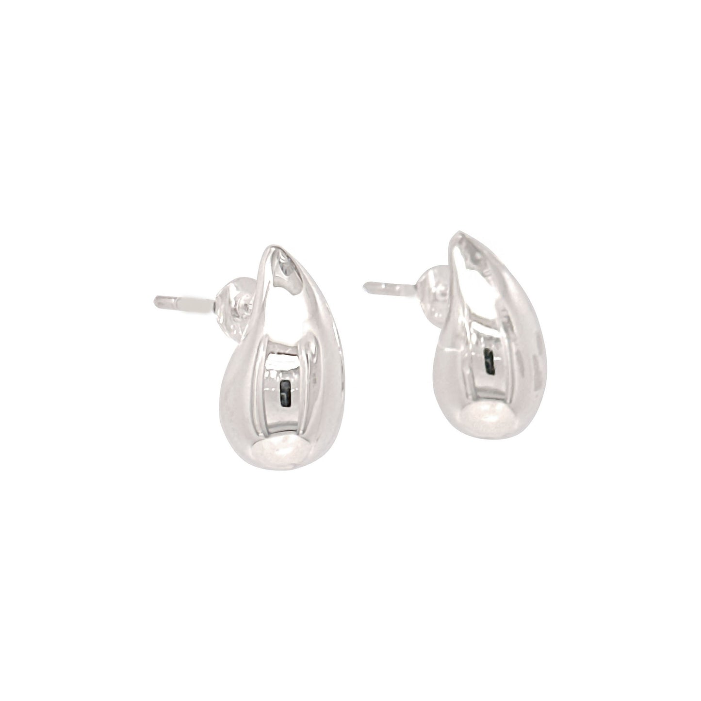 Sterling Silver Small Chunky Teardrop Earrings, Silver, Gold