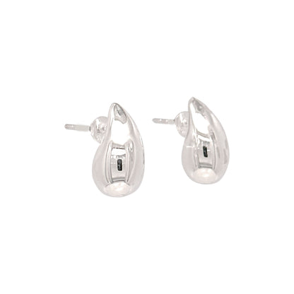Sterling Silver Small Chunky Teardrop Earrings, Silver, Gold