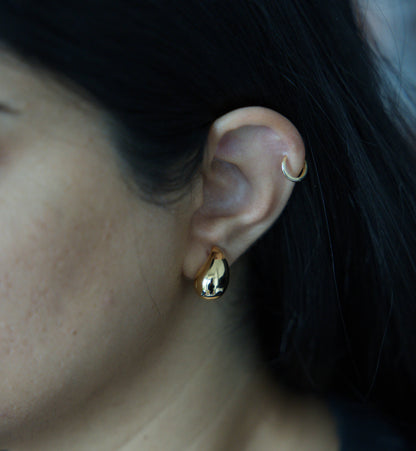 Sterling Silver Small Chunky Teardrop Earrings, Silver, Gold