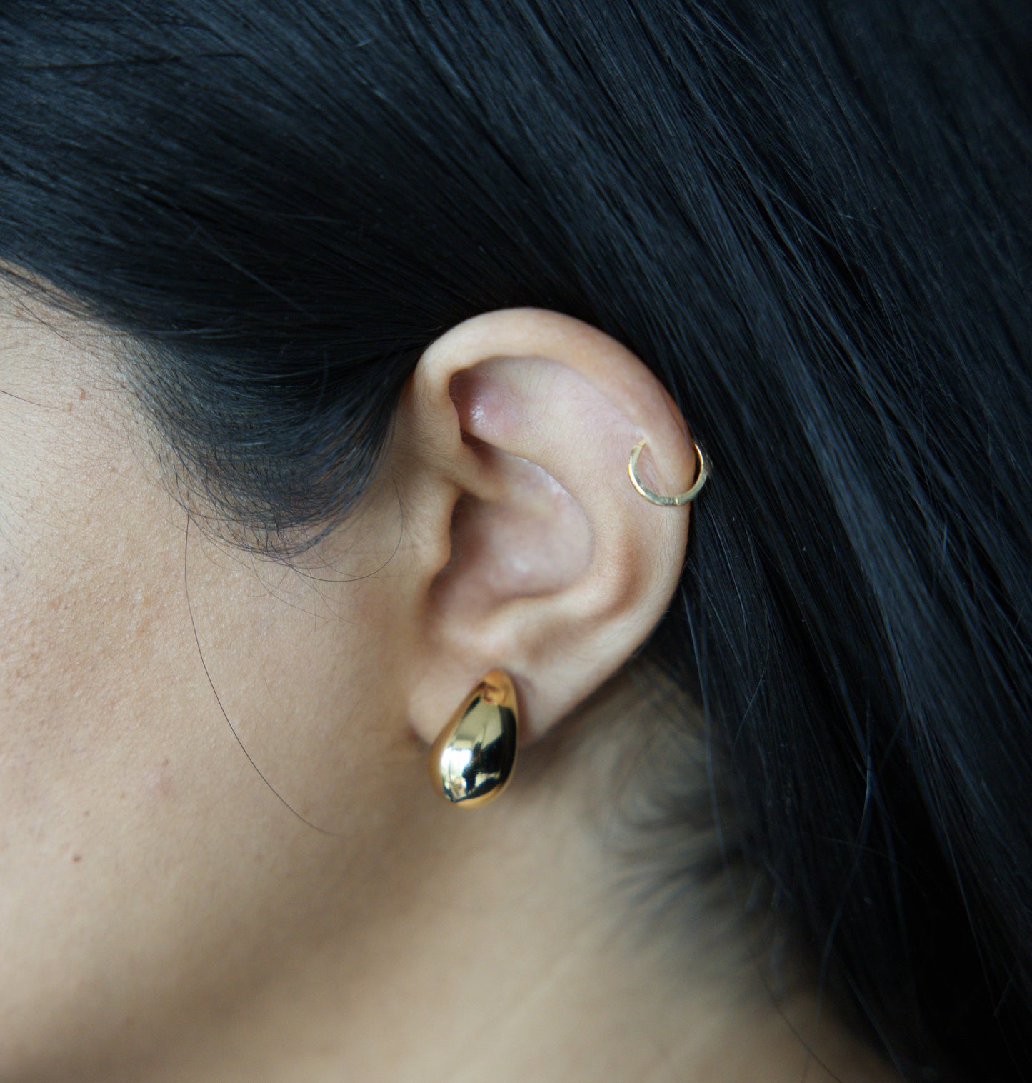 Sterling Silver Small Chunky Teardrop Earrings, Silver, Gold