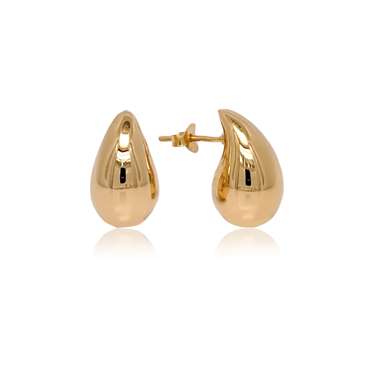 Sterling Silver Small Chunky Teardrop Earrings, Silver, Gold