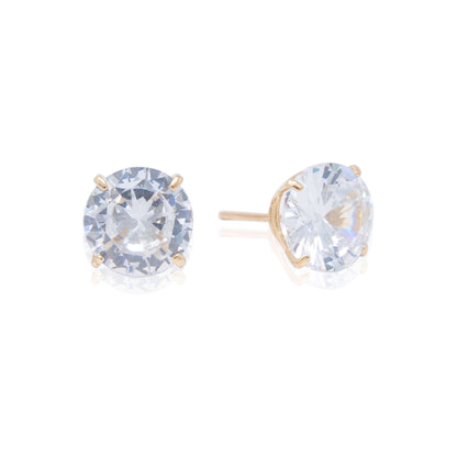 14k Gold Round Stone Push Back Earrings