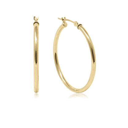 14k Gold Plain Hoops