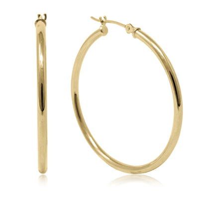 14k Gold Plain Hoops