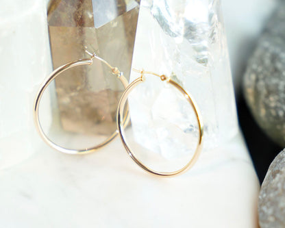 14k Gold Plain Hoops