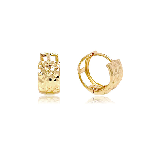 14k Gold Diamond Cut Thick Huggies
