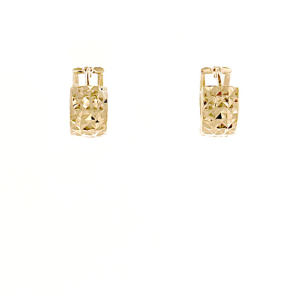 14k Gold Diamond Cut Thick Huggies