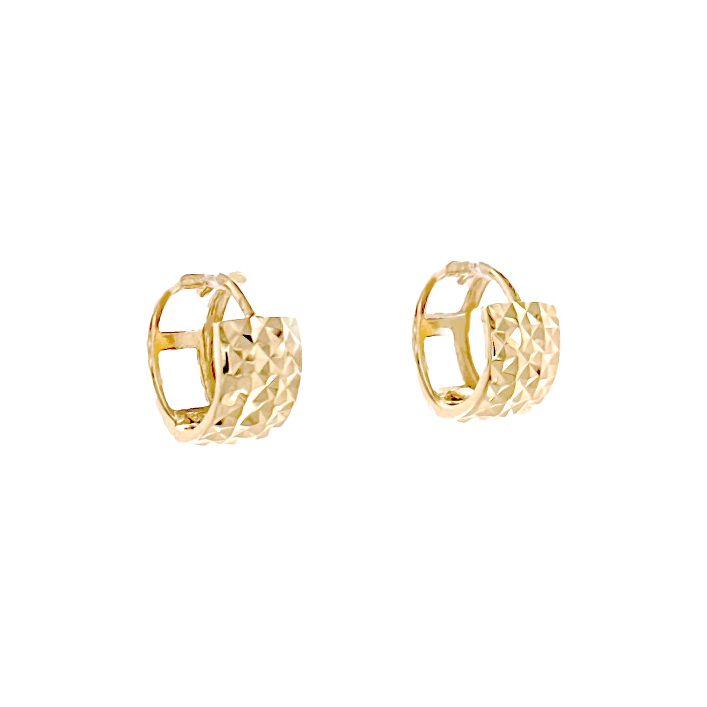 14k Gold Diamond Cut Thick Huggies