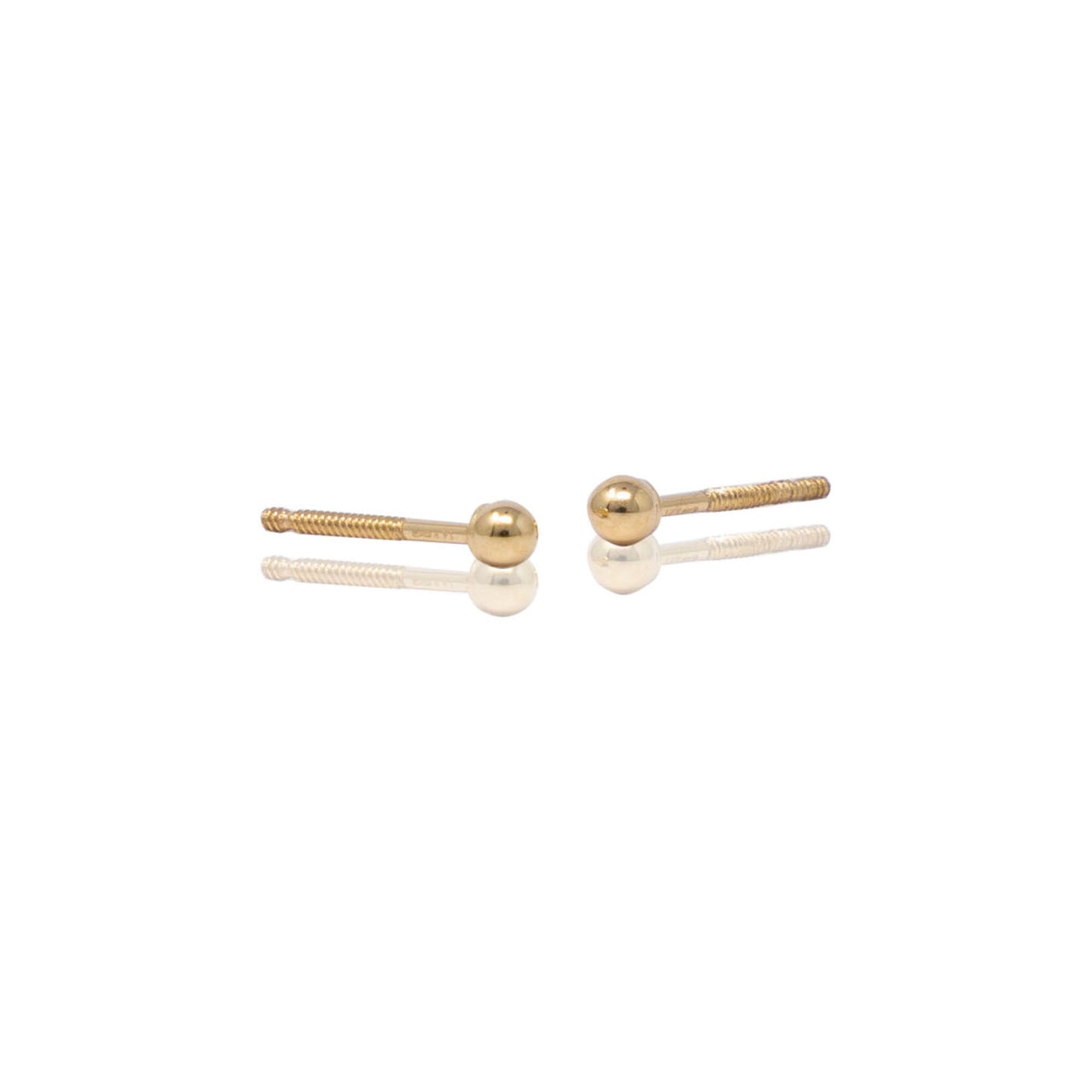 14k Gold Ball Screw Back Earrings