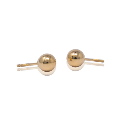 14k Gold Ball Screw Back Earrings