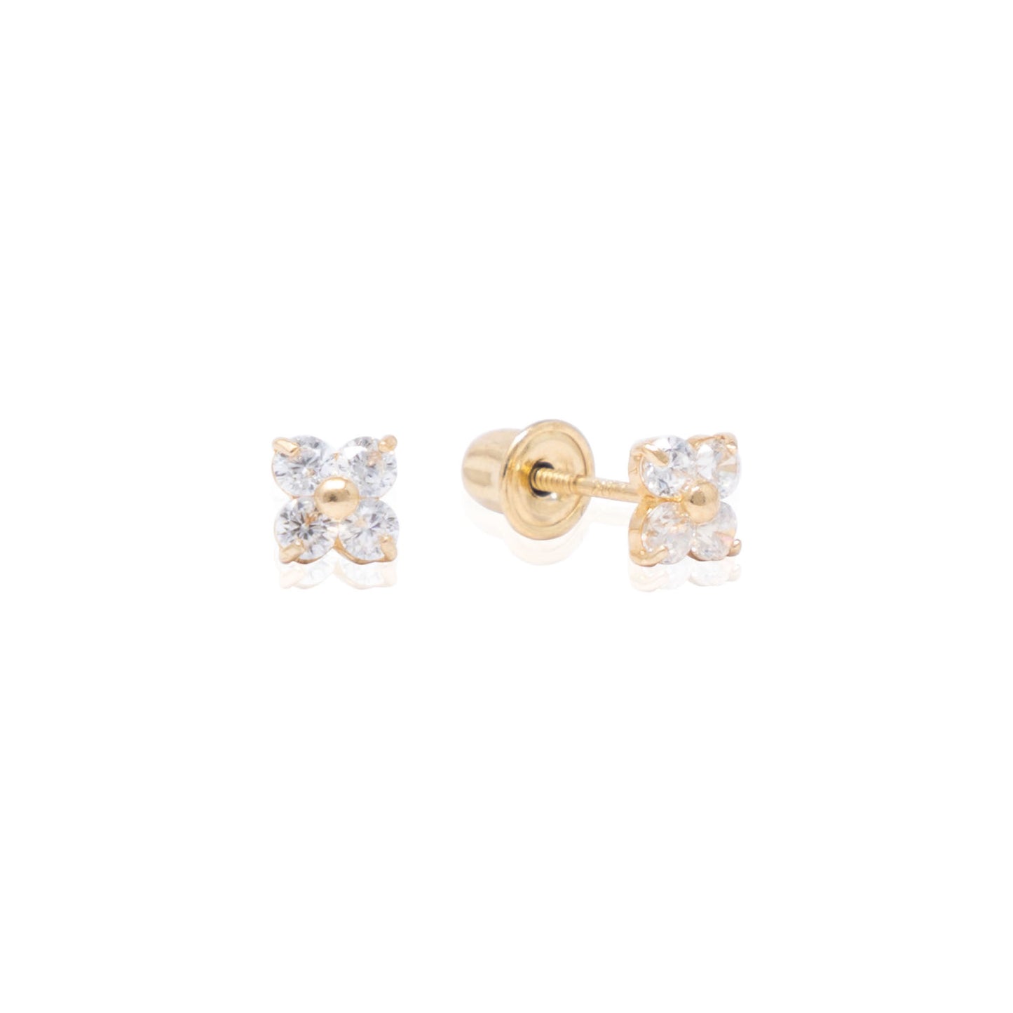 14k Gold Clover Birthstone Earrings