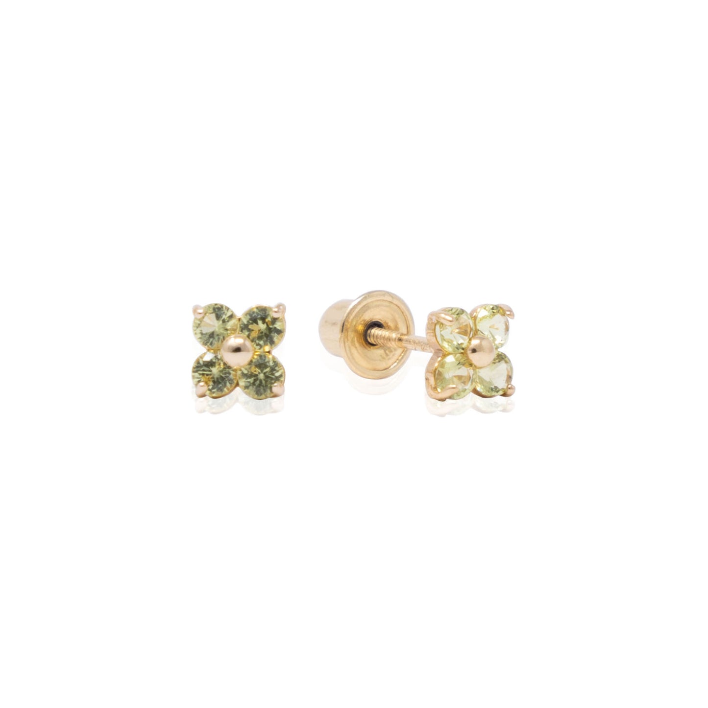 14k Gold Clover Birthstone Earrings