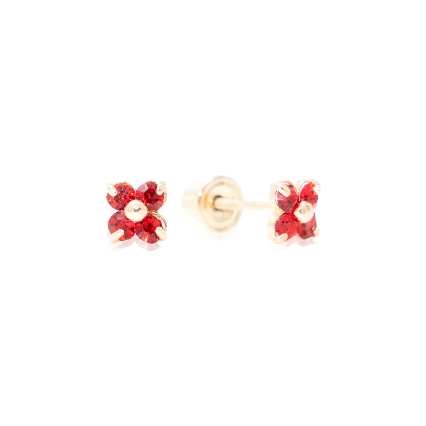 14k Gold Clover Birthstone Earrings