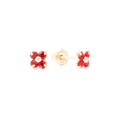 14k Gold Clover Birthstone Earrings