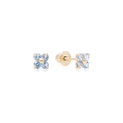 14k Gold Clover Birthstone Earrings