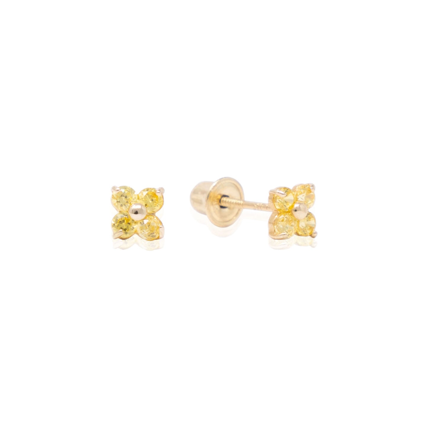 14k Gold Clover Birthstone Earrings