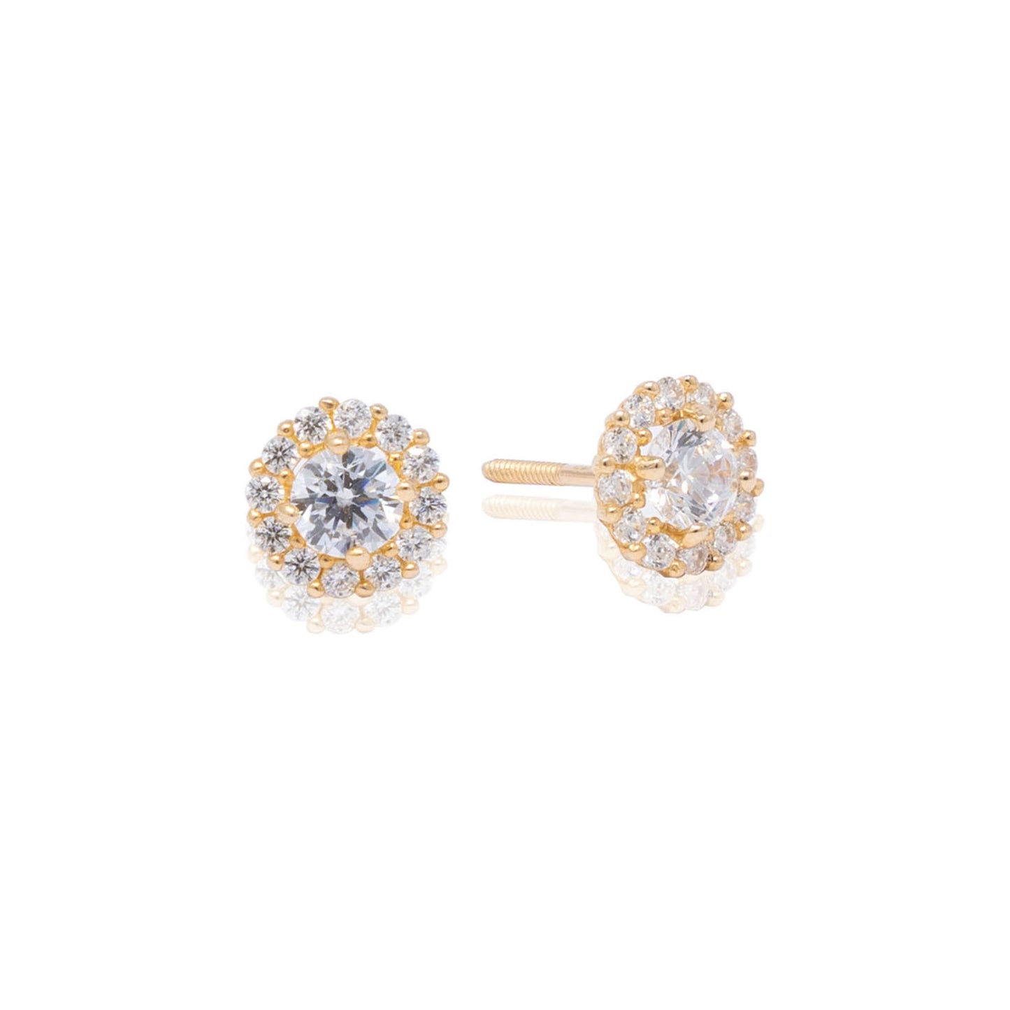 14k Gold Round Birthstone Earrings