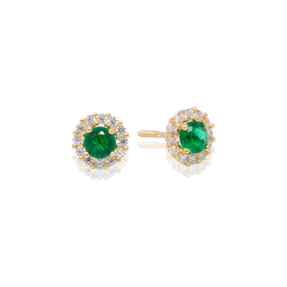 14k Gold Round Birthstone Earrings